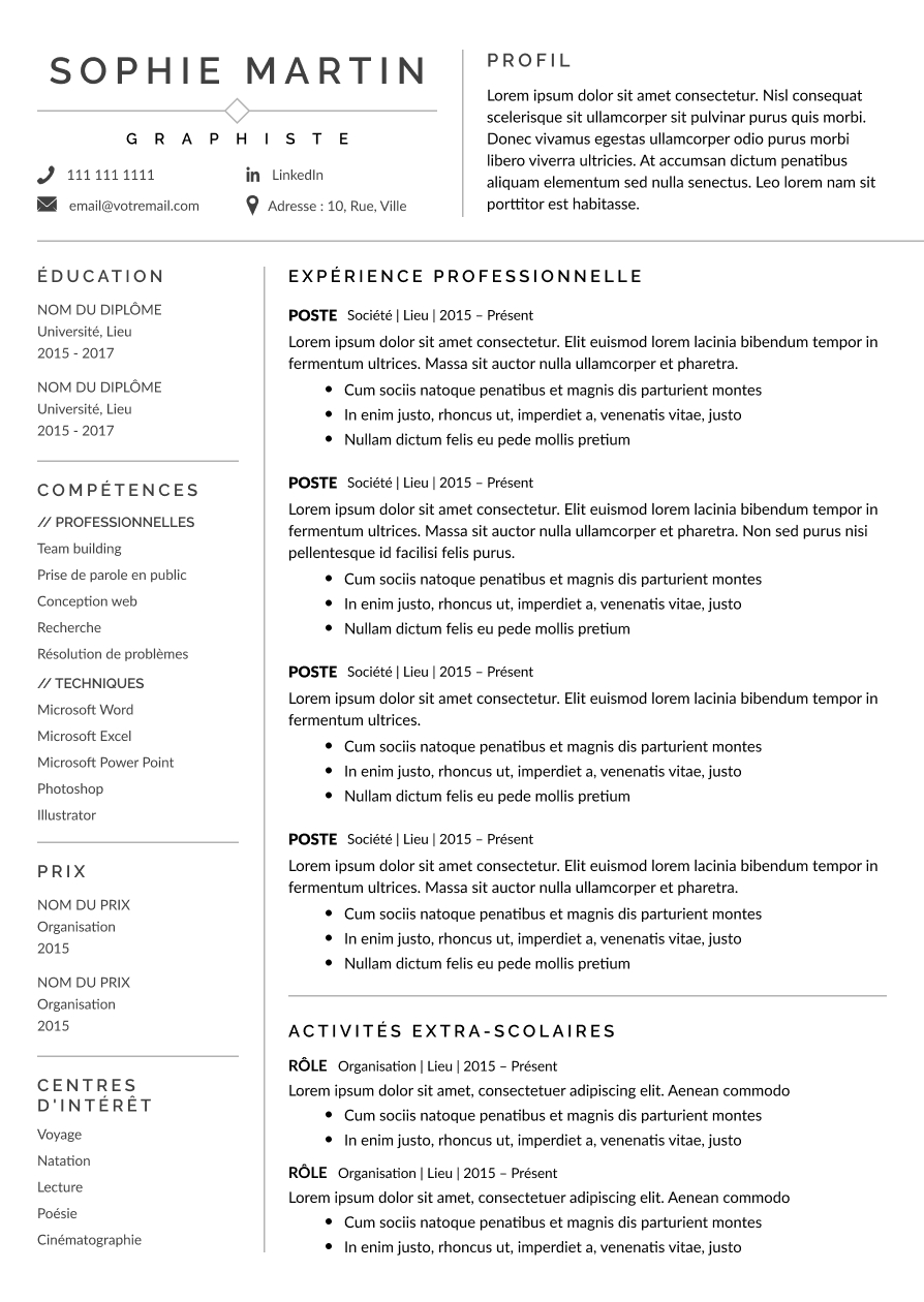 Aperçu Colonne unique + Bandeau header