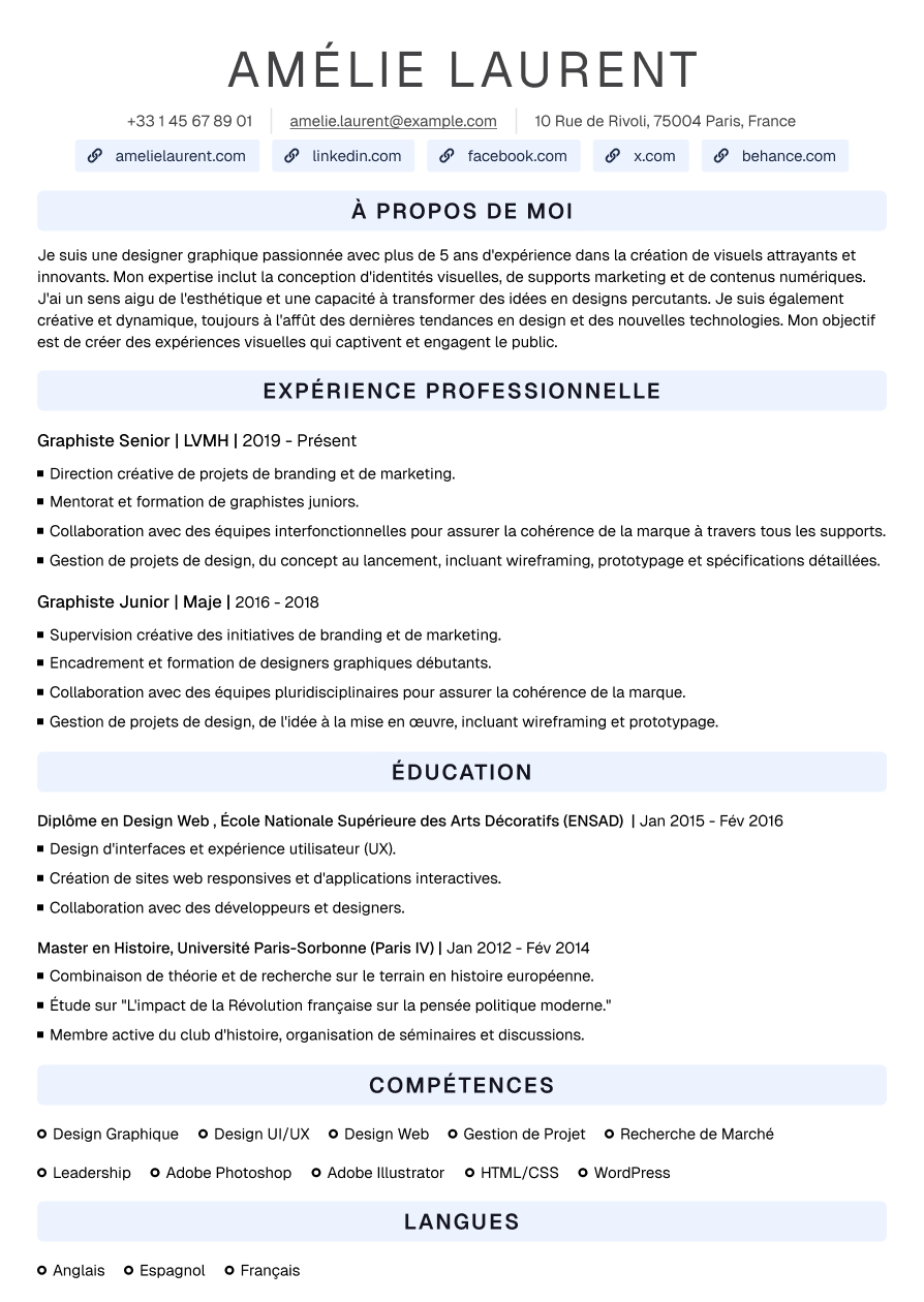 Aperçu En-tête centré + Bandeaux horizontaux